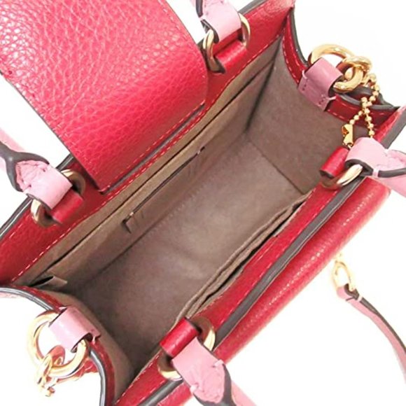 NEW Coach Mini Pepper Leather Crossbody Satchel Bag Red Pink White Small C6778 - Picture 4 of 15